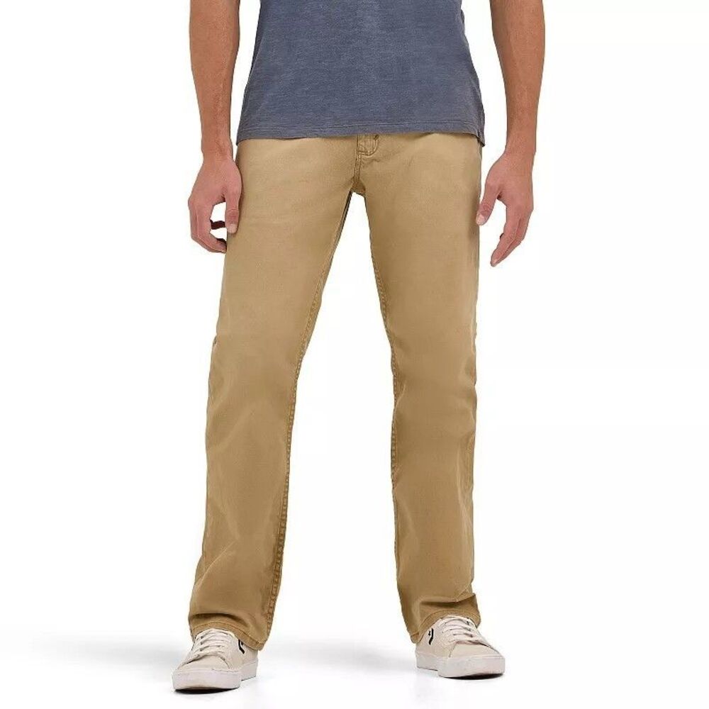 Wrangler Straight Fit Pants Mens 32x34 Brown Stretch NEW